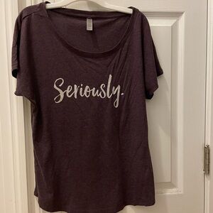 Seriously Tee Shirt Size Medium Excellent Condition Wide Neck